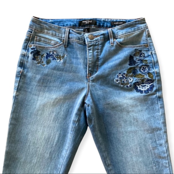 Nine West Gramercy Skinny Jeans Embroidered Bohemian Size 4 - Picture 5 of 15